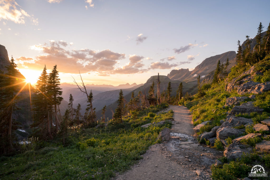 Sunset while hiking in Glacier National Park